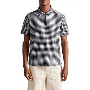 Ted Baker Edro Gingham Polo Navy & White XL Quarter Zip Casual Preppy Golf Club